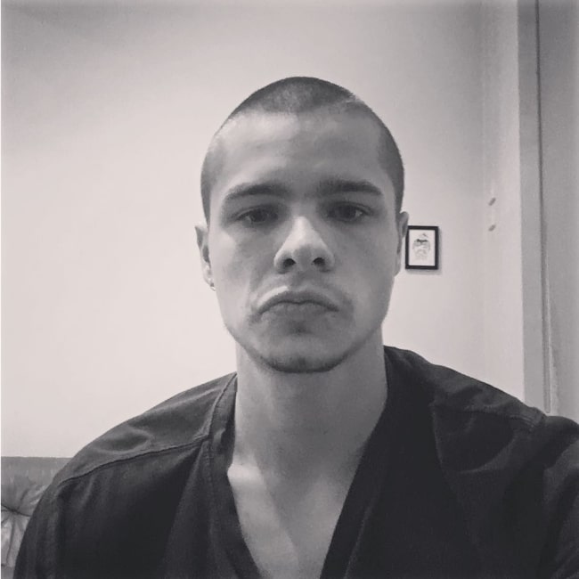 Toby Wallace as seen in a black-and-white selfie in July 2017