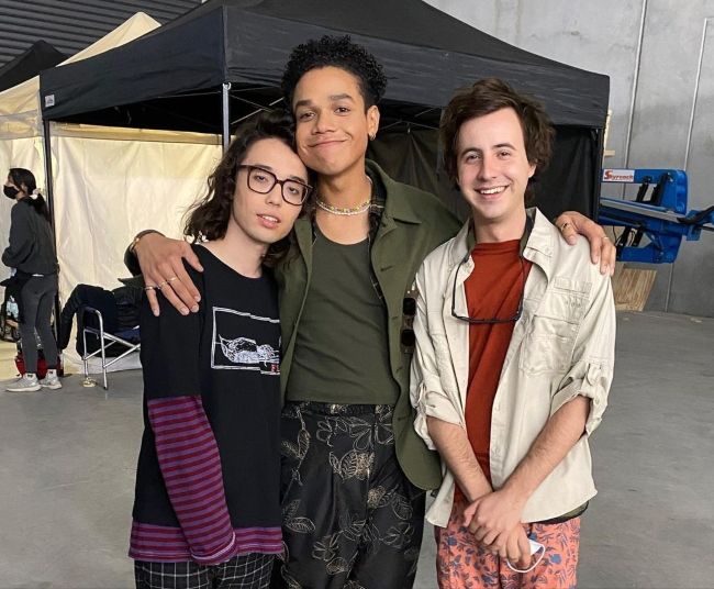 Aidan Laprete (left) seen posing with The Wilds cast members Miles Gutierrez-Riley and Nicholas Coombe in 2021