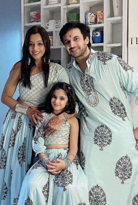 Ajay Chaudhary posing for a picture with his family in Mumbai, Maharashtra in October 2021