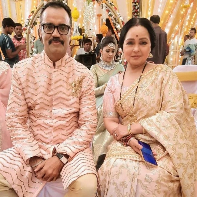 Ananya Khare as seen in a picture with her husband David at their sons wedding April 2022