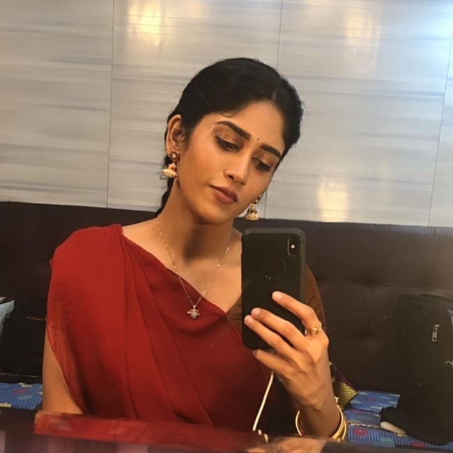 Chandini Chowdary as seen while taking a mirror selfie in November 2020