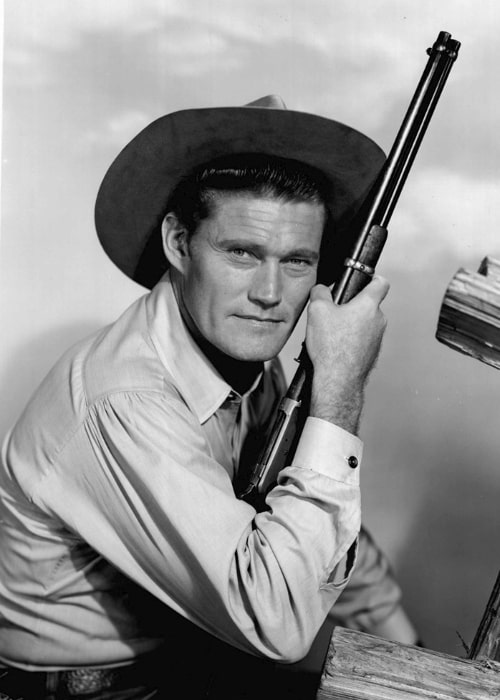 Chuck Connors as seen in a publicity still as Lucas McCain from the television program 'The Rifleman' (1963)