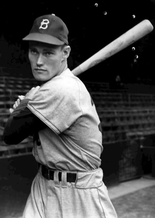 Chuck Connors pictured when he was a professional baseball player for the Brooklyn Dodgers