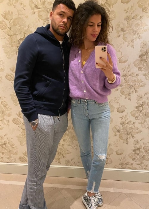 Noura El Shwekh as seen in a selfie that was taken with her husband Jo-Wilfried Tsonga in February 2020, at Beau-Rivage Palace Lausanne