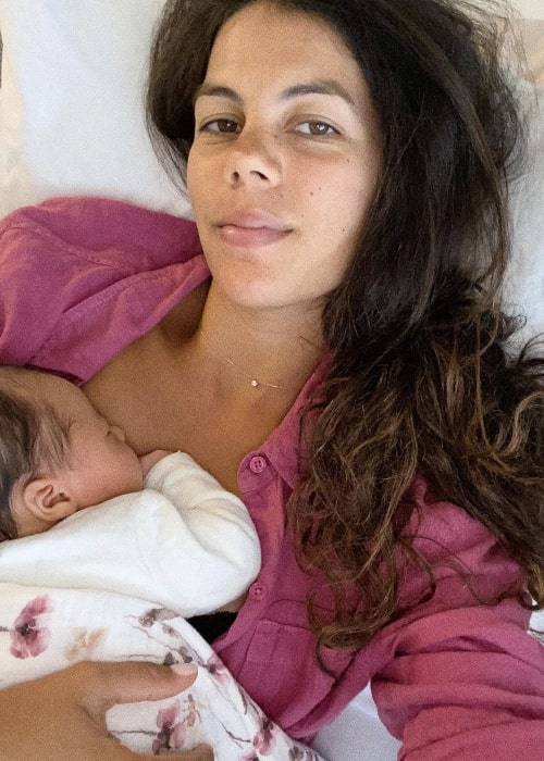 Noura El Shwekh as seen in a selfie with her baby at Hôpital de La Tour in July 2021