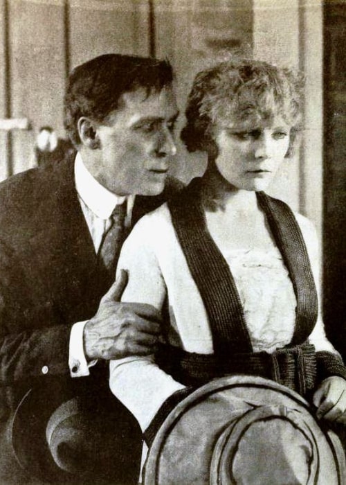 William S. Hart and Winifred Westover in a still from the Western film 'John Petticoats' (1919)