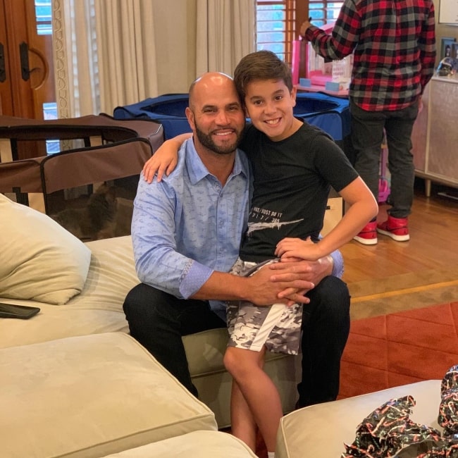 Albert Pujols as seen in a picture with his son Ezra in February 2021