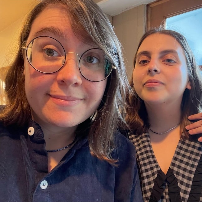 Bonnie Chance Roberts as seen in a selfie with her fiance Beanie Feldstein in November 2021, in Los Angeles, California