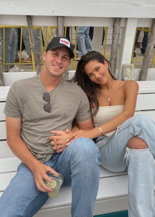 Christen Harper as seen in a picture with her beau Jared Goff in May 2022, in Montauk, New York