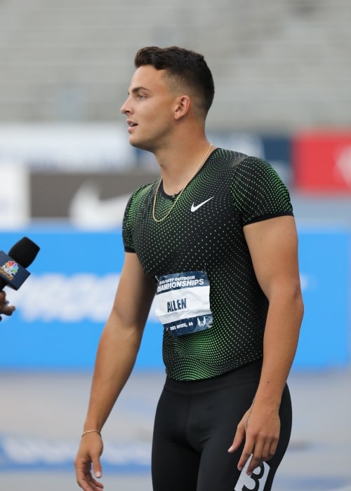 Devon Allen as seen in a picture that was taken at the 2018 USA Outdoor Track and Field Championships