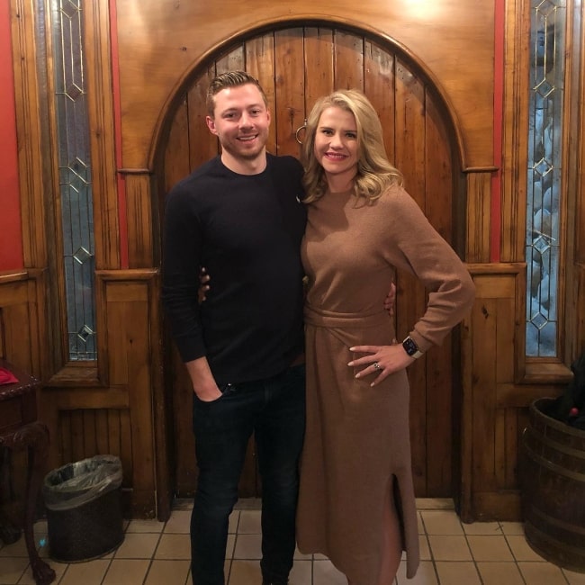 Elizabeth Smart as seen in a picture with her husband Matthew Gilmour in February 2021, in The Blue Boar Inn & Restaurant