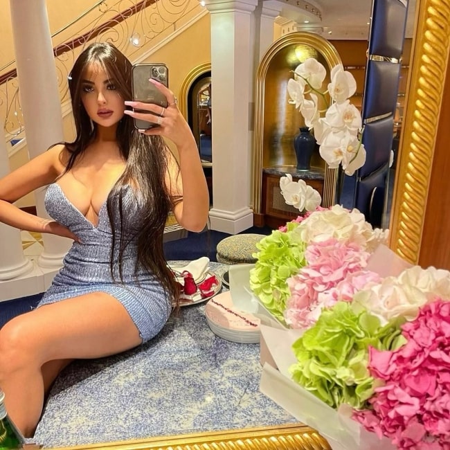 Jennifer Pamplona as seen in a selfie that was at the Burj Al Arab in September 2021