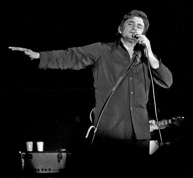 Johnny Cash pictured while performing in Bremen, West Germany in September 1972
