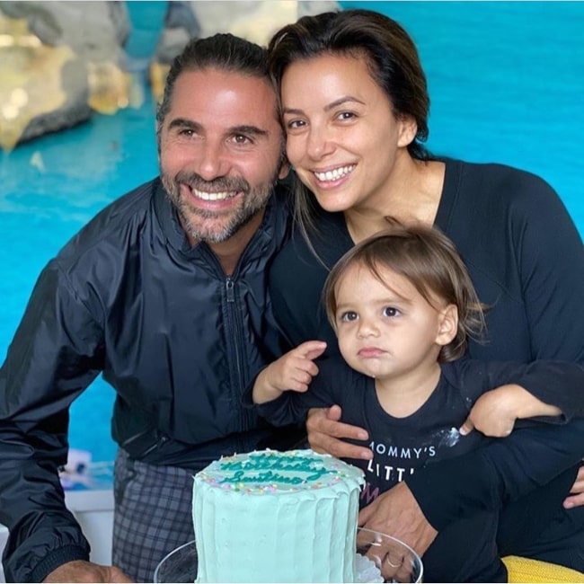José Bastón as seen in a picture with his wife Eva Longoria and son Santiago in 2020