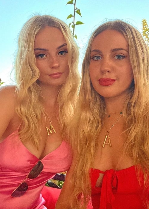 Millie Gibson as seen in a selfie that was taken with her sister Amy in Skiathos in April 2022