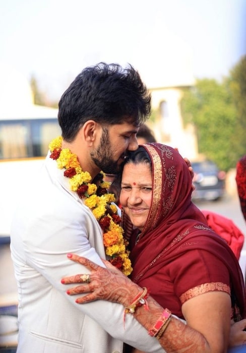 Rahul Sharma with his mother in May 2022