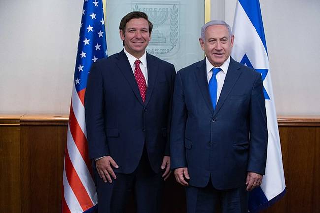 Ron DeSantis seen with Benjamin Netanyahu in 2019
