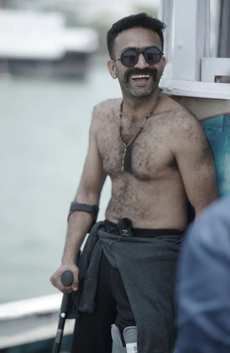 Shine Tom Chacko as seen shirtless in an Instagram post in April 2022