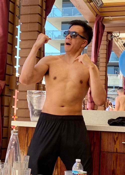 Shiphtur as seen in a shirtless picture that was taken at the Wet Republic Ultra Pool in June 2021