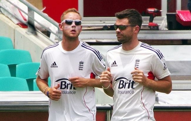Stuart Broad (left) seen with James Anderson in 2014