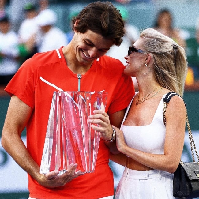Taylor Fritz as seen in a picture with his girlfriend Morgan Riddle in June 2022