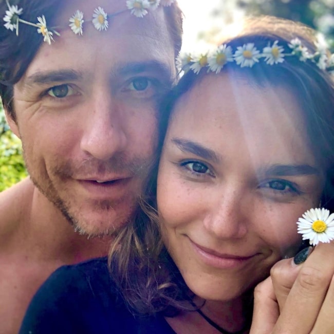 Alex Michael Stoll and Samantha Barks in a selfie that was taken in April 2020