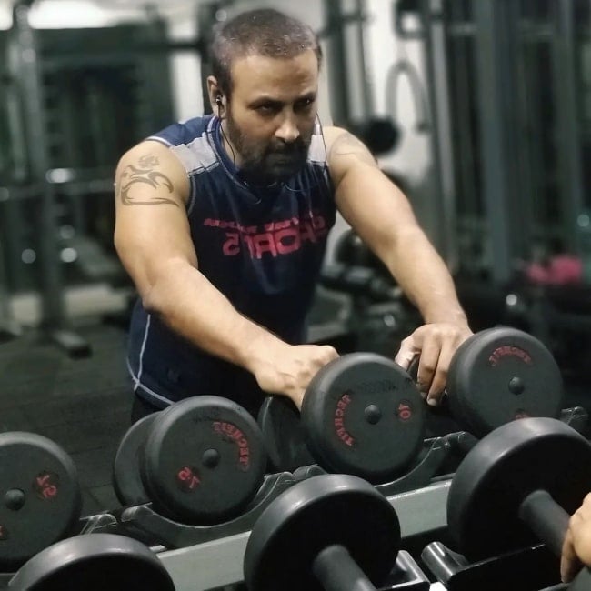 Anupam Bhattacharya as seen in a picture that was taken at the gym in October 2021
