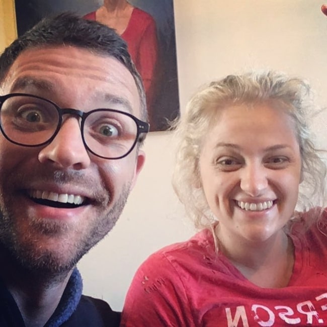 David Perlow as seen in a selfie that was taken with his wife Ali Stroker in June 2018, at Mohegan Lake, New York