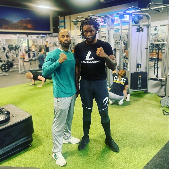 Hasim Rahman Jr. as seen in a picture with his coach Derrick Jackson in Las Vegas, Nevada in July 2022