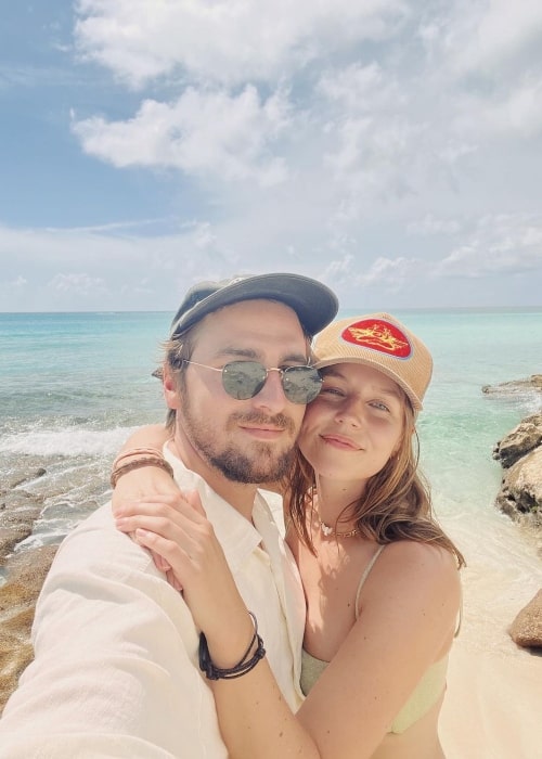 Micaela Von Turkovich as seen in a selfie with her boyfriend Kendall Schmidt at Bimini, Bahamas May 2022