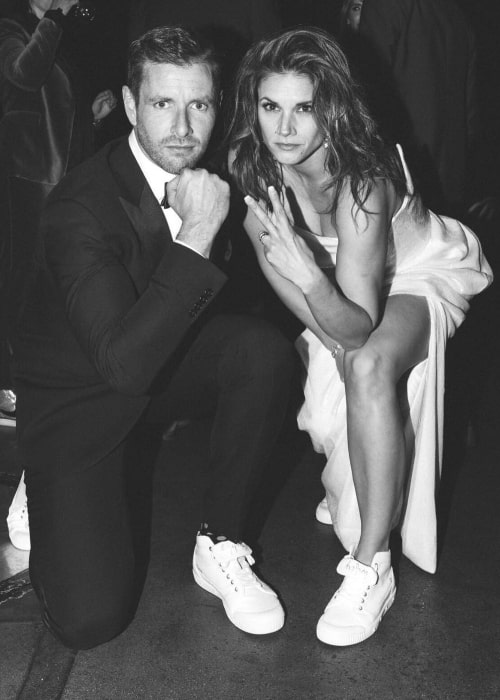 Missy Peregrym and husband Tom Oakley in a black and white picture that was taken on the day of her wedding in December 2018