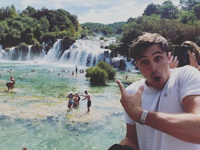Phil Dunster as seen while posing for a picture at Krka National Park in Croatia in September 2018