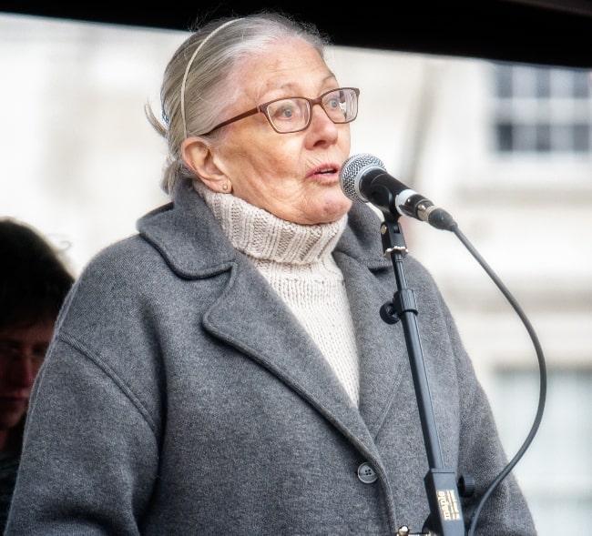Vanessa Redgrave as seen while speaking at the Anti-Racism rally at London's Trafalgar Square on March 19, 2016