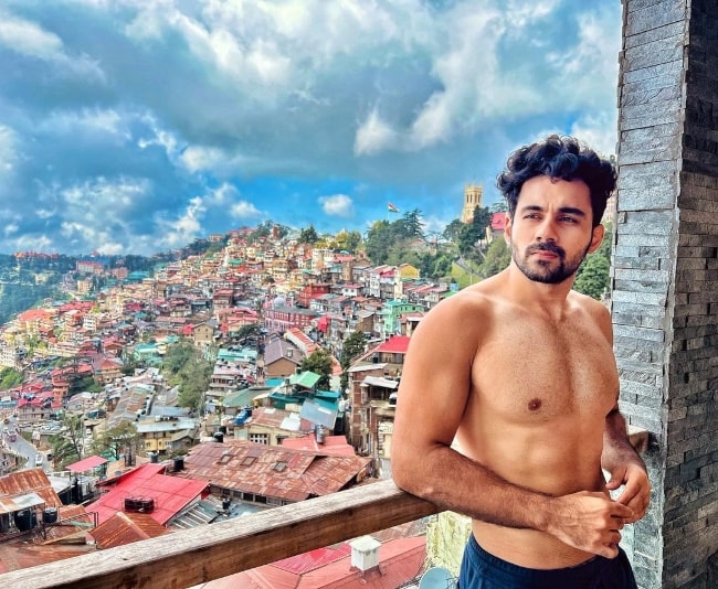 Abhishek Bajaj as seen while posing shirtless for the camera in Shimla, Himachal Pradesh in September 2022