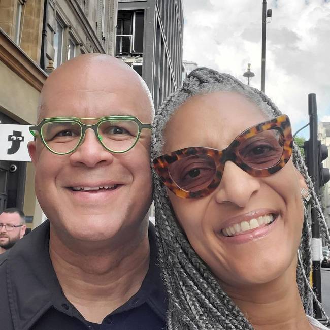 Carla Hall and her husband Matthew as seen together in August 2022