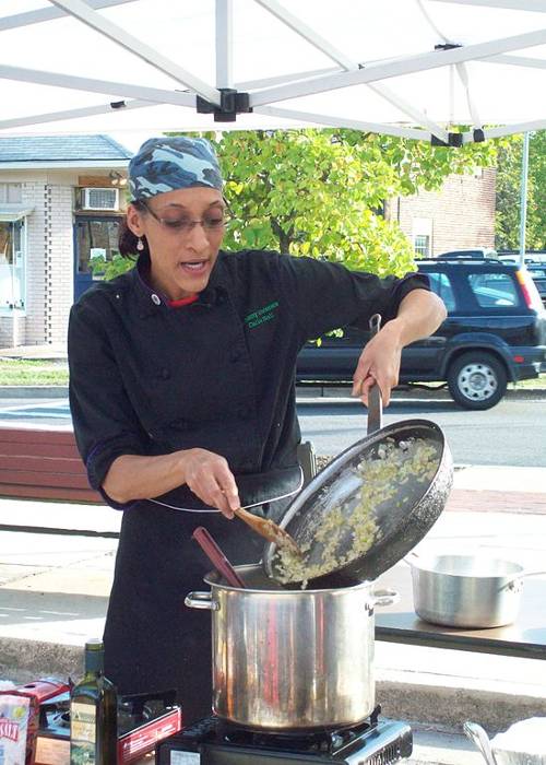 Carla Hall seen at the Riverdale Park Farmers Market in 2009