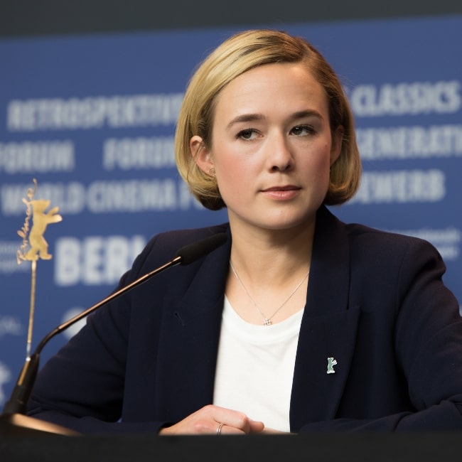 Danish-Swedish actress Alba August at the press conference for the movie Becoming Astrid, Berlinale 2018