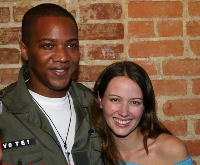 J. August Richards and Amy Acker at a 2004 John Kerry fundraiser