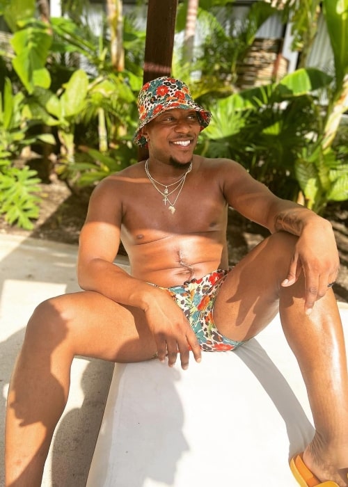 Jarrette Jones as seen in a shirtless picture that was taken in June 2022, at The Waves Tulum