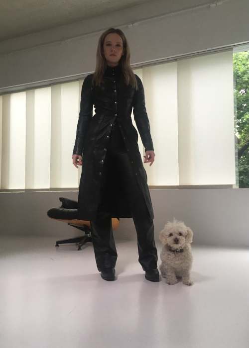 Morfydd Clark seen posing for a picture with her pet dog in July 2022