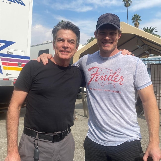 Peter Gallagher (Left) as seen while posing for a picture with Chris Carmack in October 2021