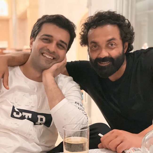 Sachin Shroff (Left) and Bobby Deol smiling for the camera