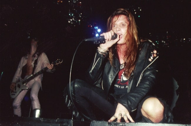 Sebastian Bach (Right) and Rachel Bolan opening for Mötley Crüe in 1989