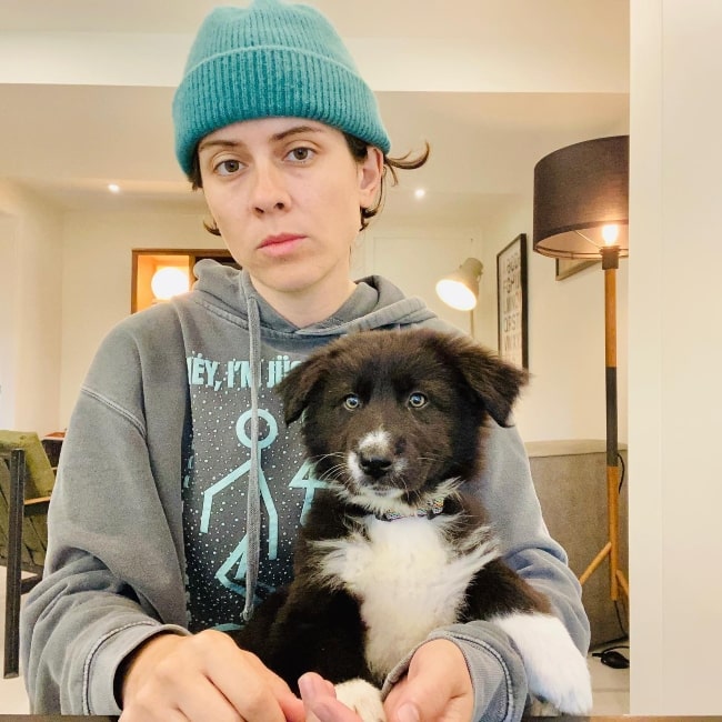 Tegan Rain Quin as seen in a picture with her pet dog Sofia in August 2022