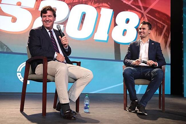 Tucker Carlson seen with Charlie Kirk in 2018