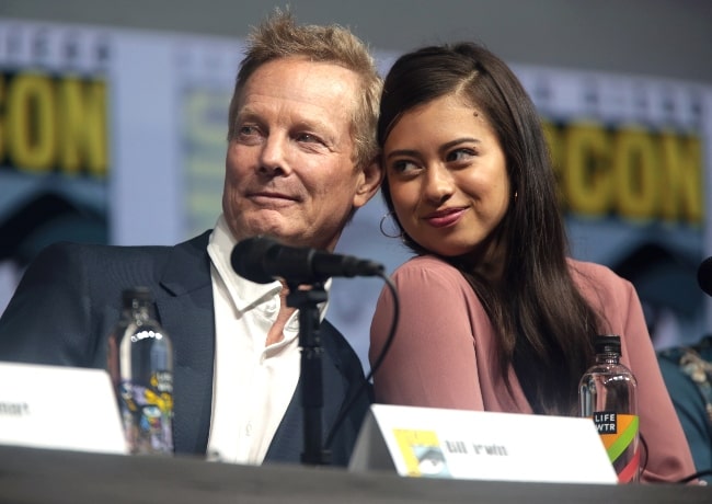 Amber Midthunder and Bill Irwin pictured while speaking at the 2018 San Diego Comic Con International, for 'Legion', at the San Diego Convention Center in San Diego, California