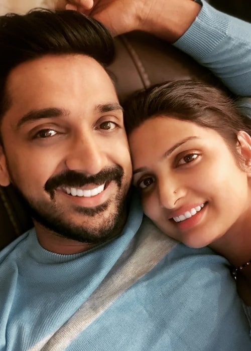 Divya Sridhar as seen in a selfie that was taken in September 2022, with her husband Arnav Amjat