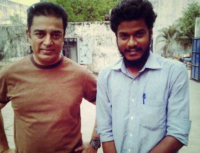 K. Manikandan (Right) and Kamal Haasan as seen while posing for a picture