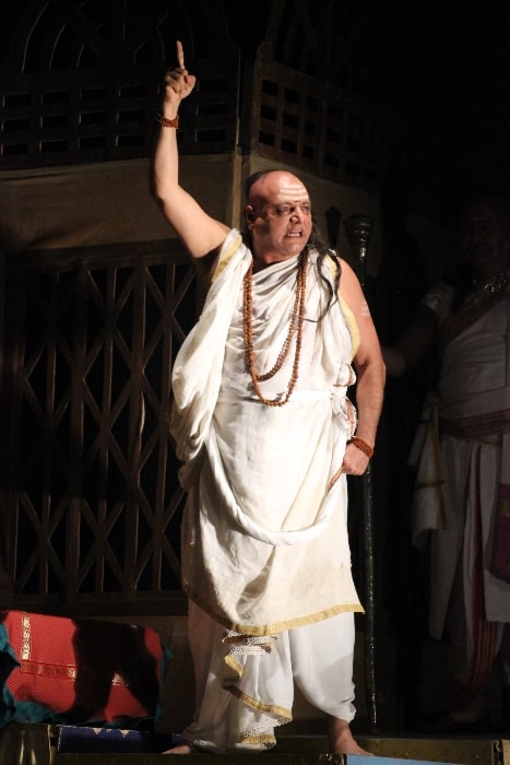 Manoj Joshi as seen while performing the role of 'Chanakya' at Ravindra Bhavan Bhopal in Bhopal, Madhya Pradesh in 2015