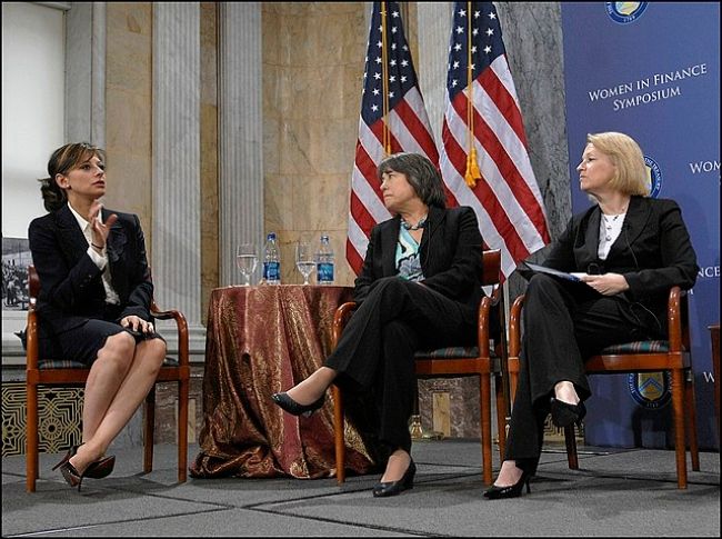 Maria Bartiromo, Sheila Bair, and Mary Schapiro seen at the Women in Finance Symposium in 2010